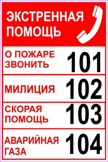 Номера телефонов экстренной помощи